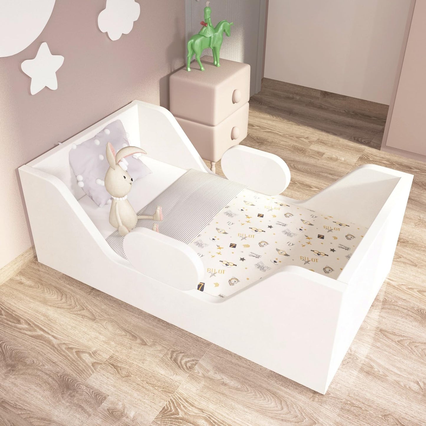 Toddler Bed with Extra Safety Broad for Kids, Standard Crib Size