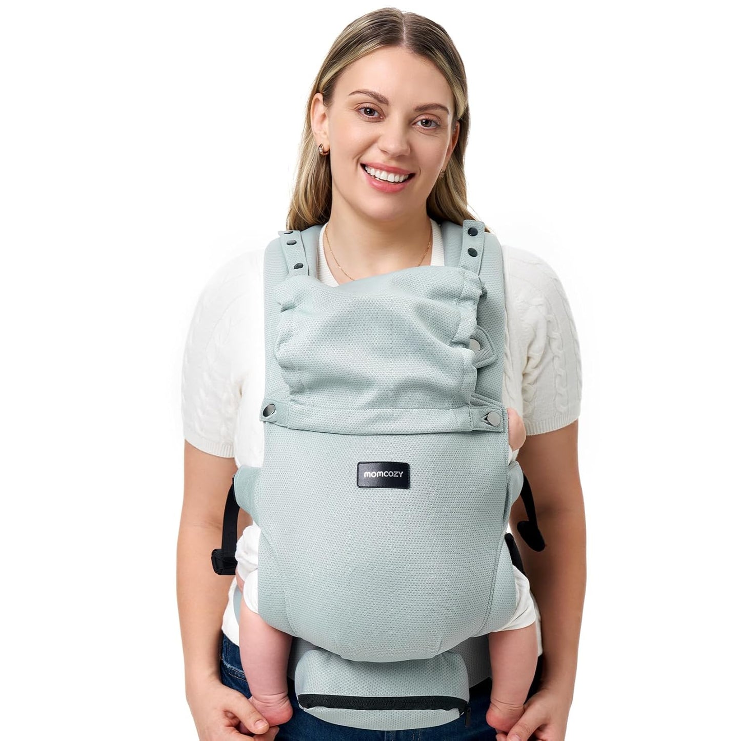 Momcozy Ergonomic Baby Carrier - Lightweight & Sunshield for Summer, Silver Grey
