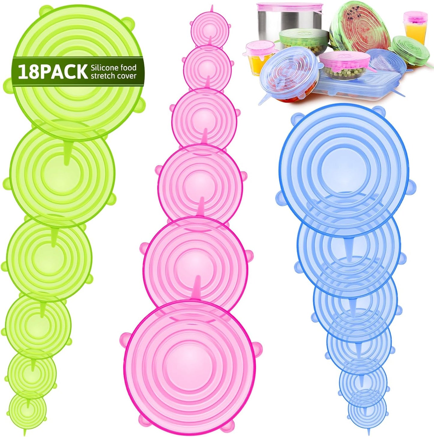 BFONS Silicone Stretch Lids - 100% Food Grade, 6 Sizes!