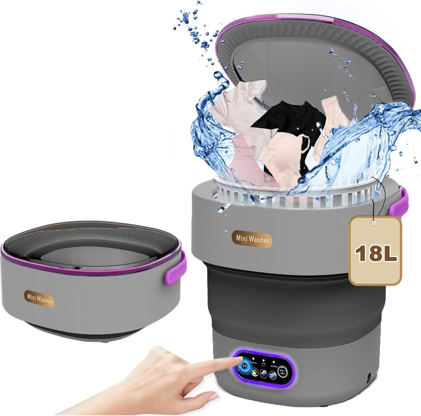 Compact Foldable Mini Washer - Deep Cleans with 3 Modes!