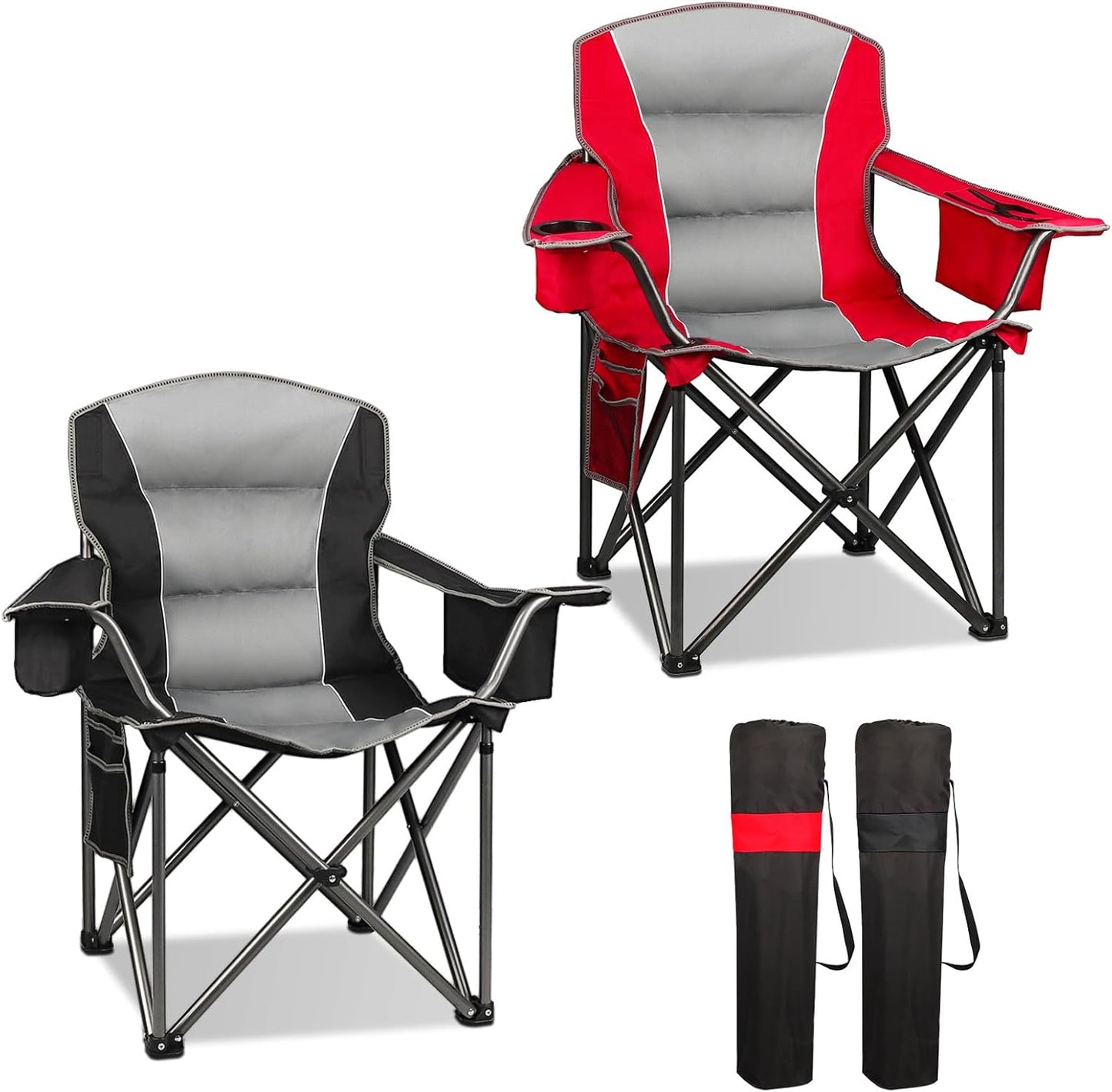 Oversized Camping Chair Set with Cooler Bag & Cup Holder