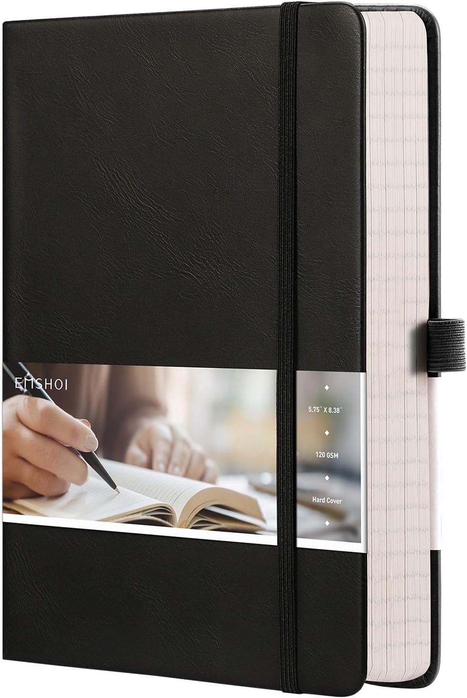 EMSHOI A5 Graph Notebook - 256 Pages, Thick Paper, PU Leather