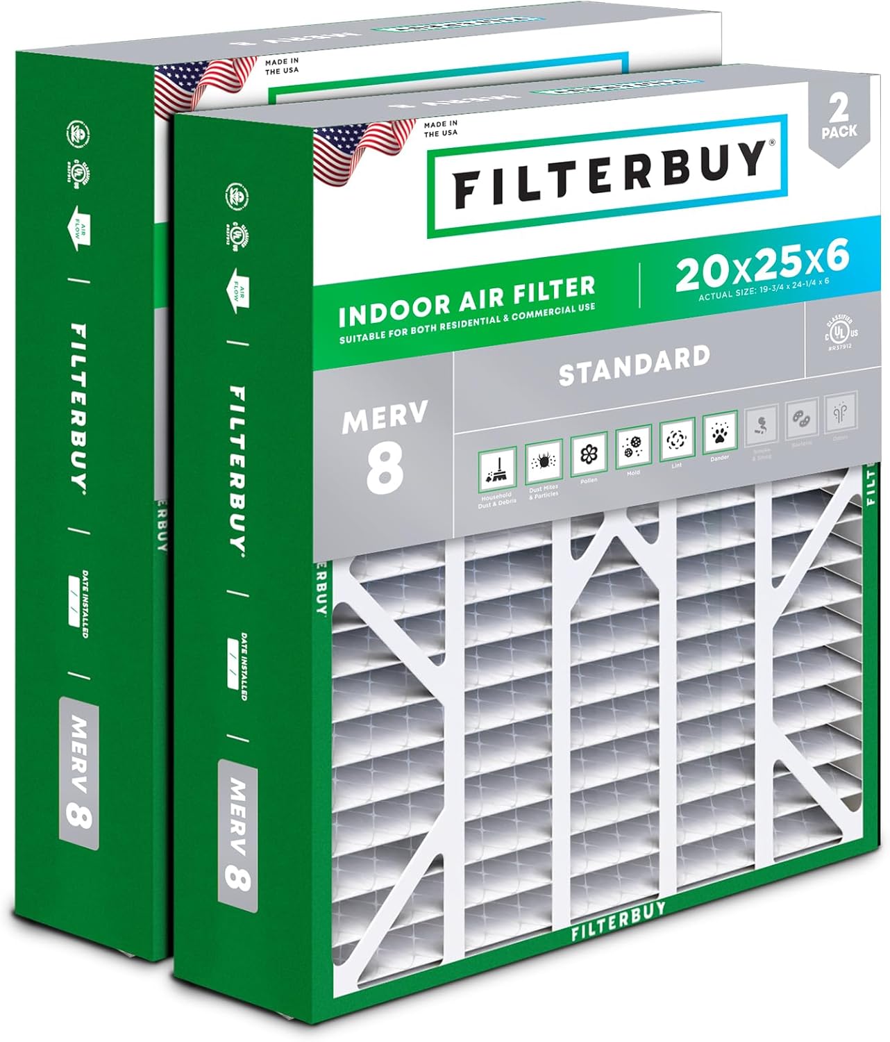 Dust Defense 20x25x6 Air Filter 2-Pack