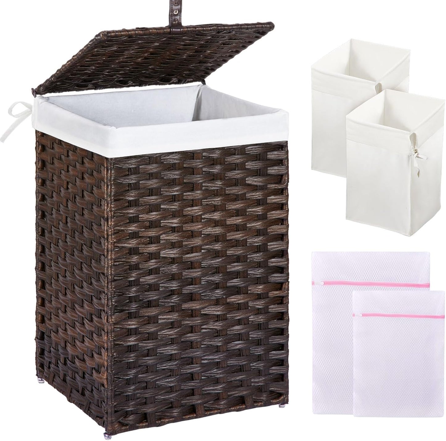 Greenstell Laundry Hamper with Lid - 60L Handwoven Basket