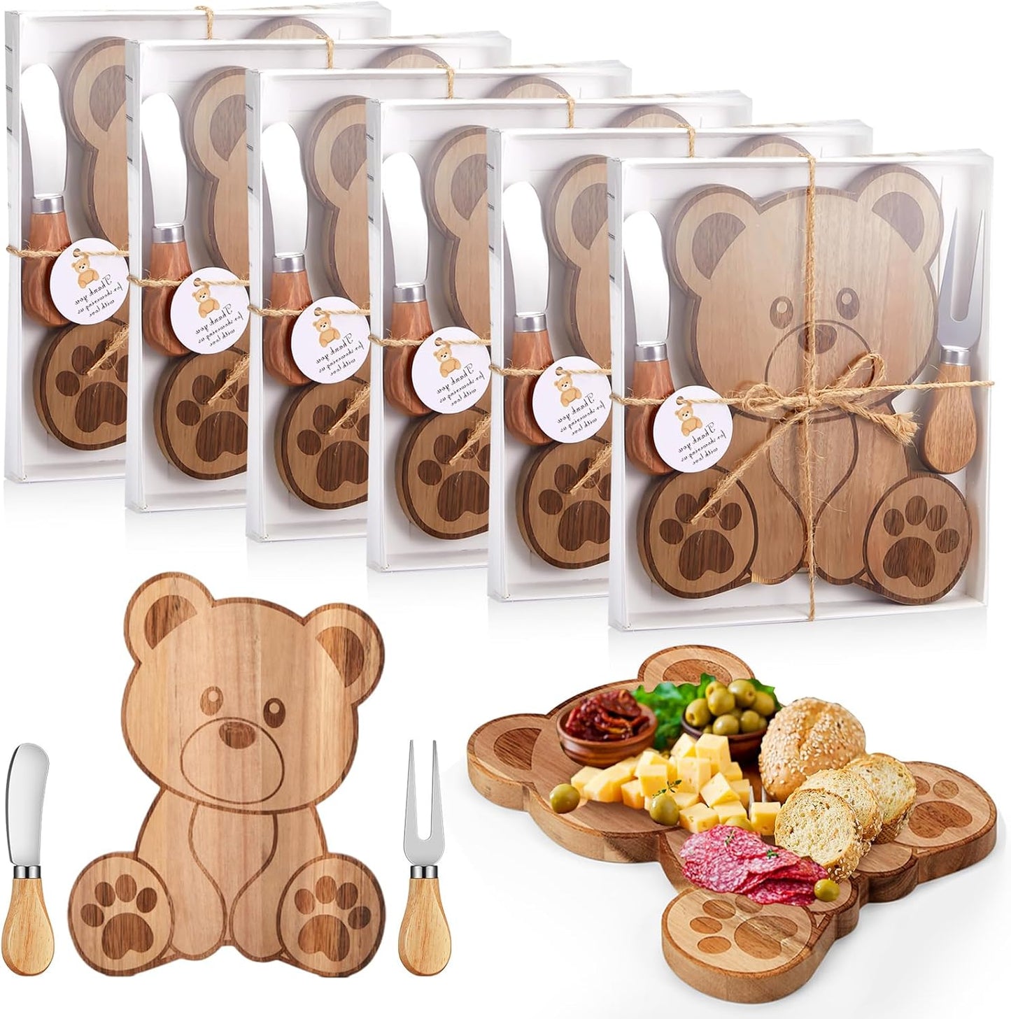 Bear Shaped Cheese Board Set for Baby Showers and Parties