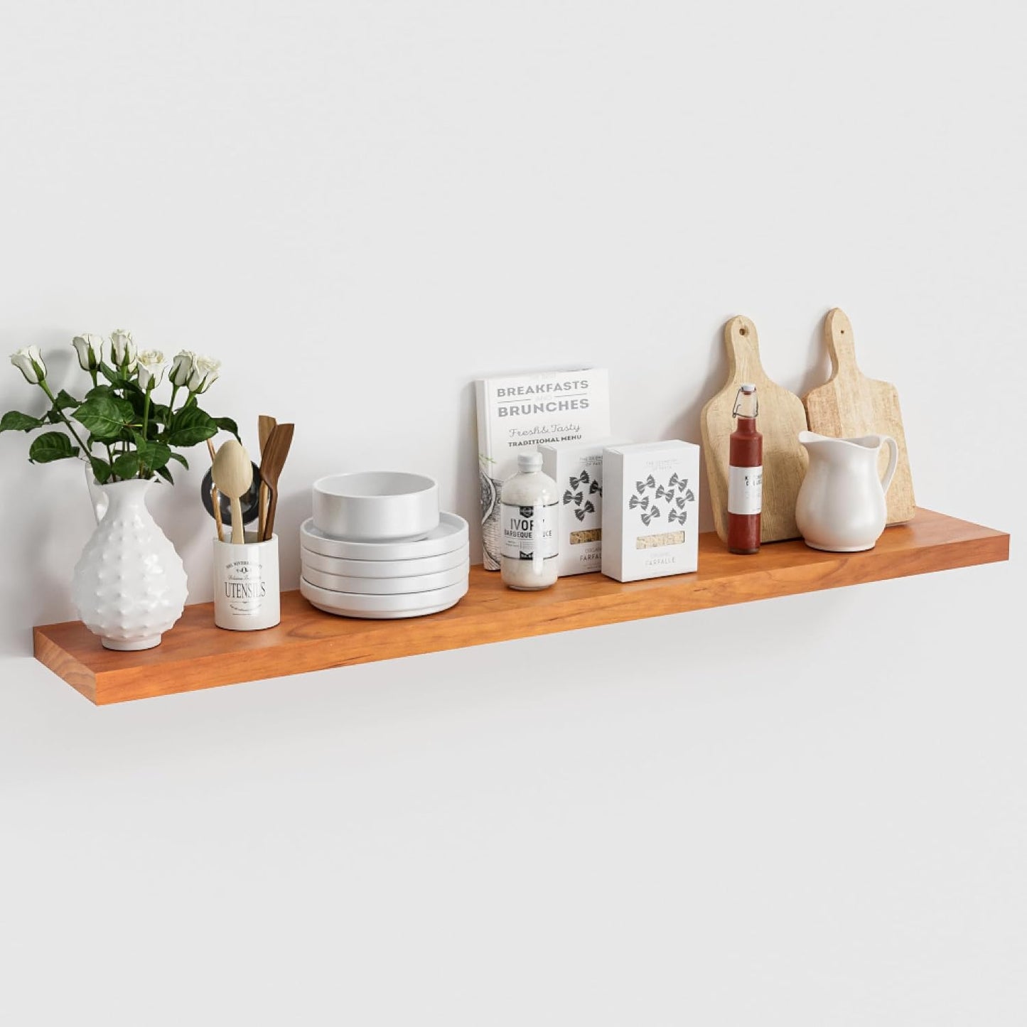 Pine Wooden Floating Wall Shelves for Rustic Home Decor