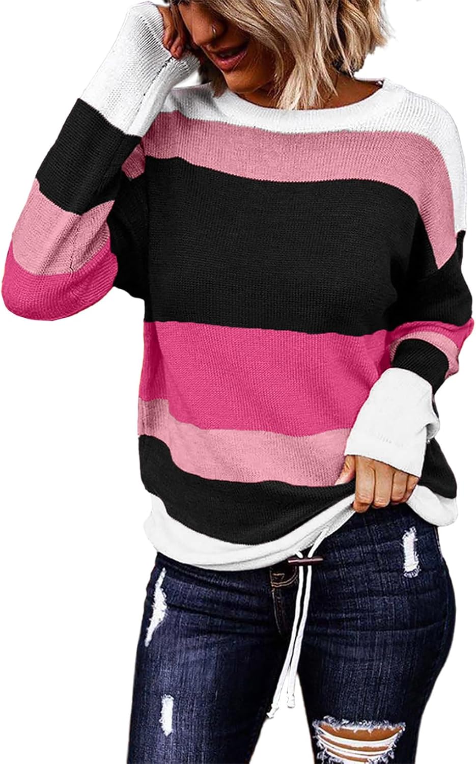 Dokotoo Womens Sweaters Striped Fall Winter Outfits 2025 Style