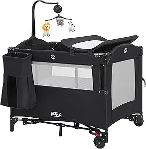 5 in 1 Pack and Play Baby Bassinet Bedside Sleeper with Mattress