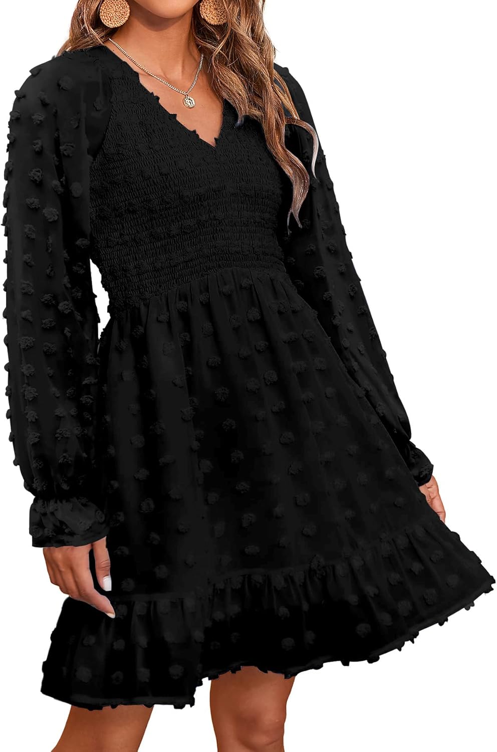 BTFBM Long Sleeve Fall Dresses for Women - Casual V Neck Style