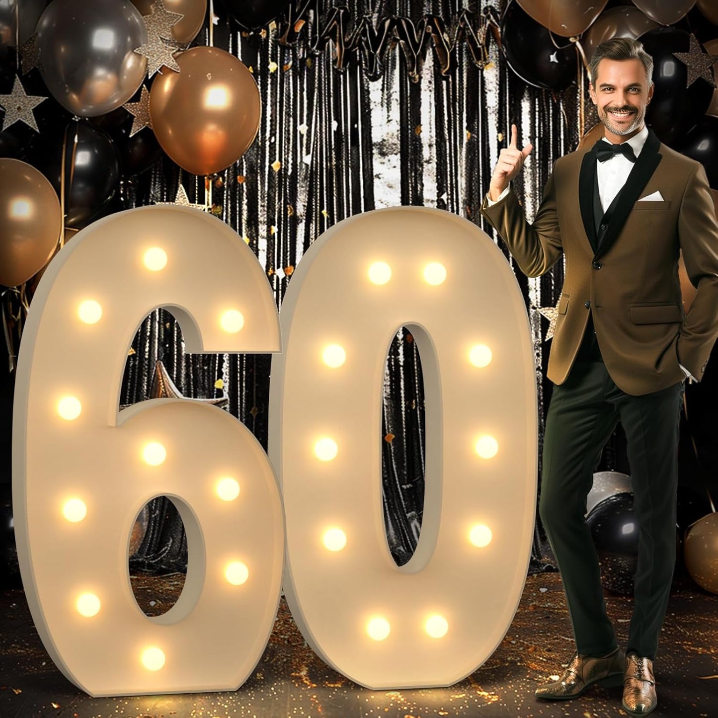 Imprsv 4FT Marquee Numbers 60 for 60th Birthday Celebrations
