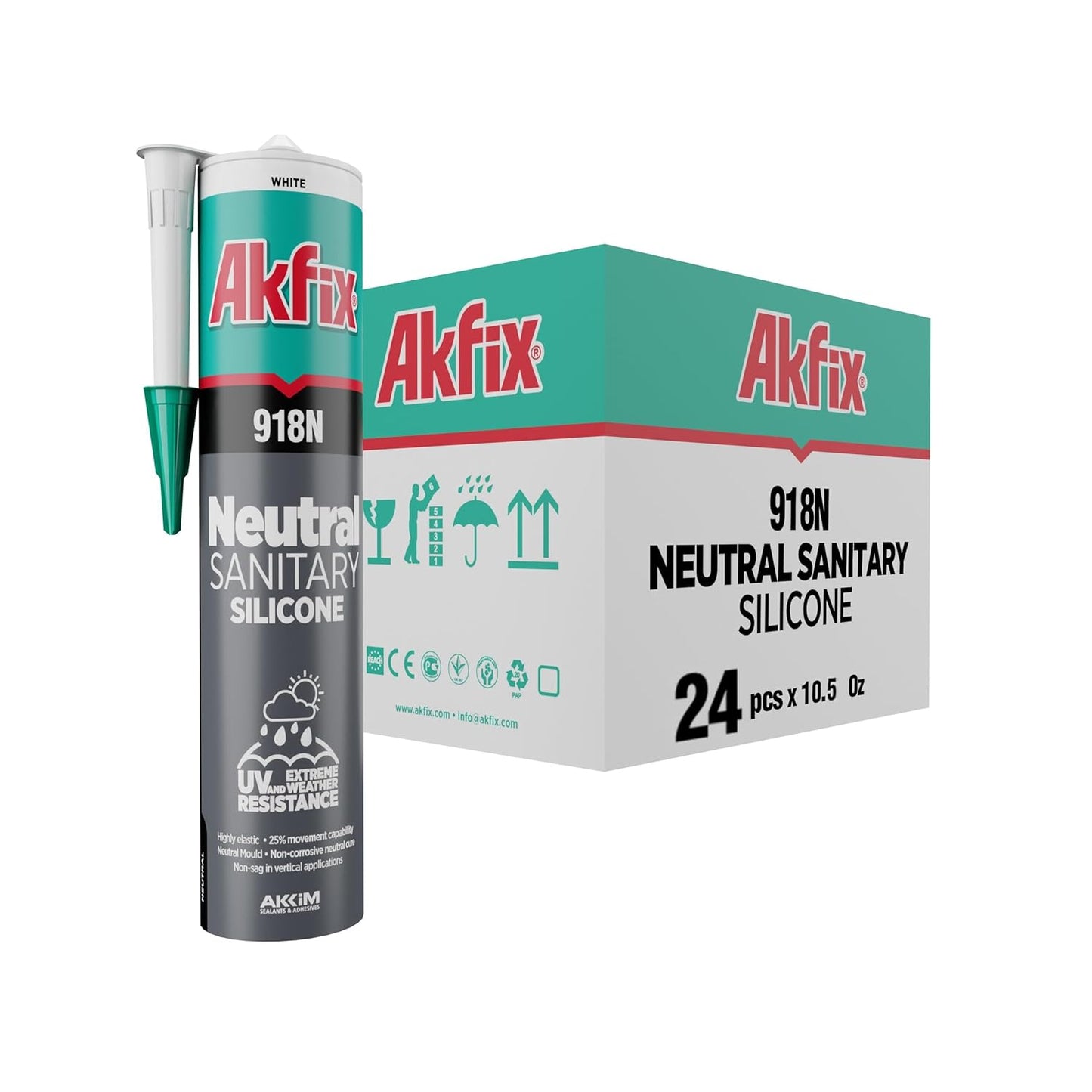 Akfix 918N White Silicone Caulk for Kitchen and Bathroom Use
