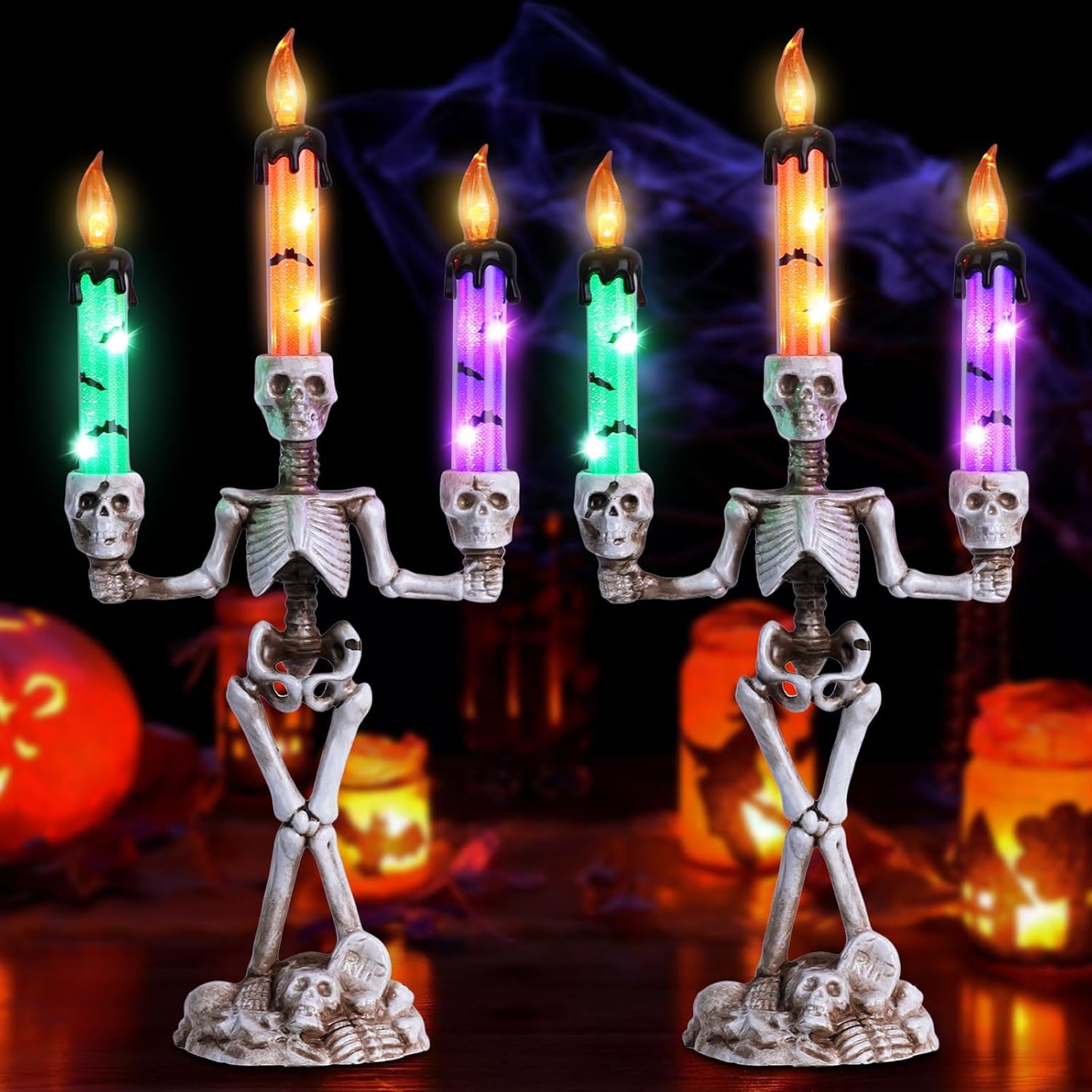 Skull Halloween Candelabra Decorations for Spooky Parties