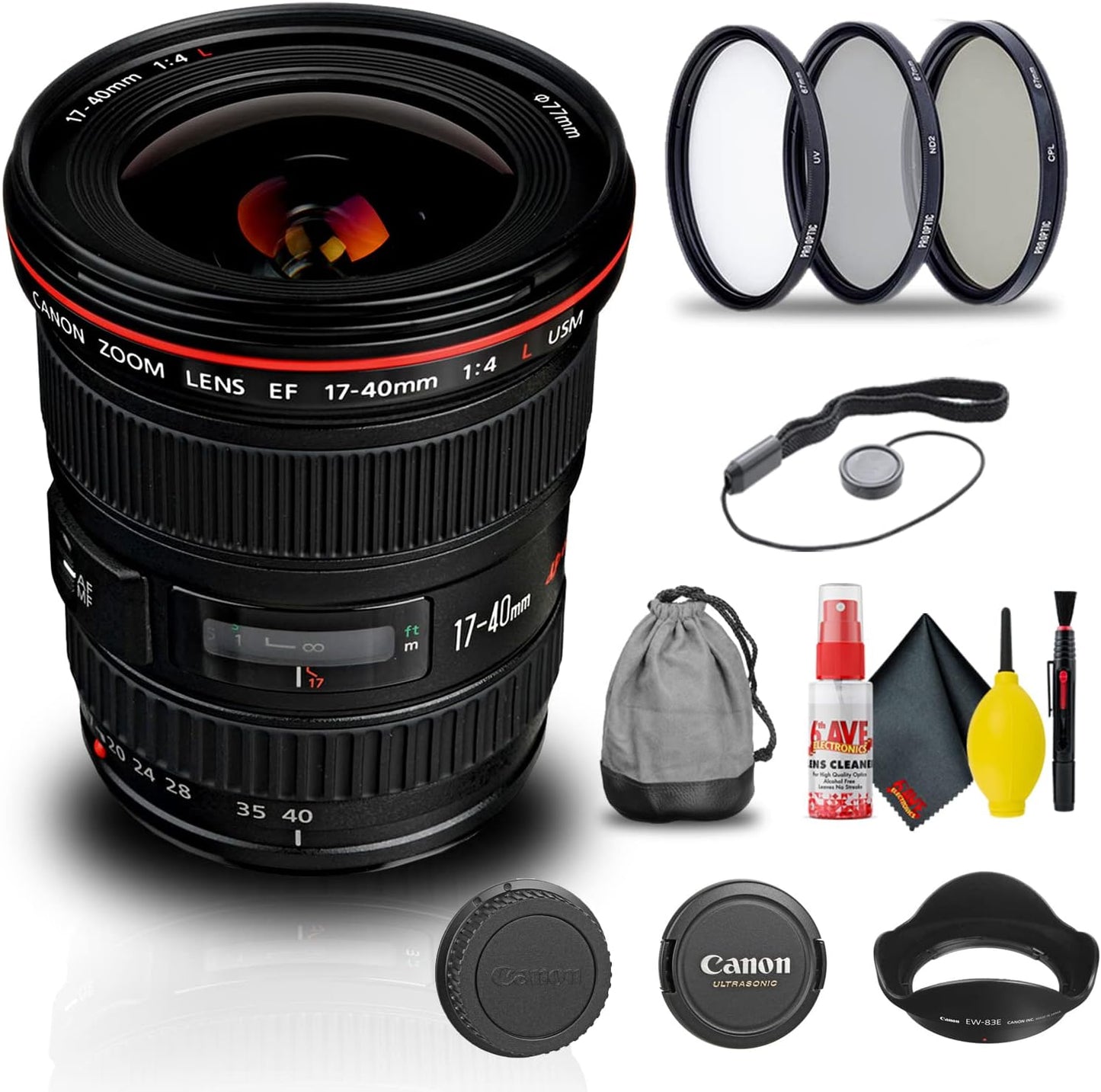 Canon EF 17-40mm f/4L USM Lens with Essential Accessories