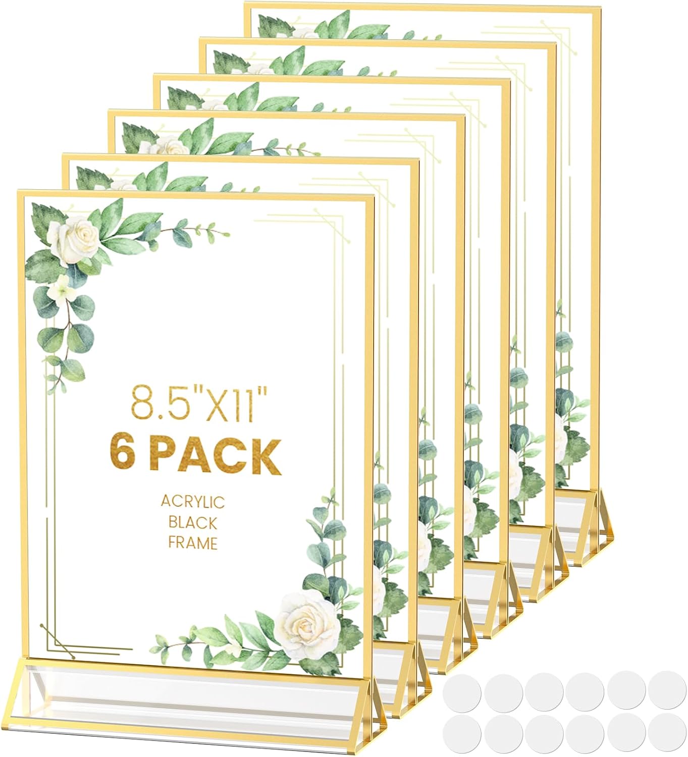 Acrylic Sign Holder 8.5X11 Double-Sided Gold Frames for Displays
