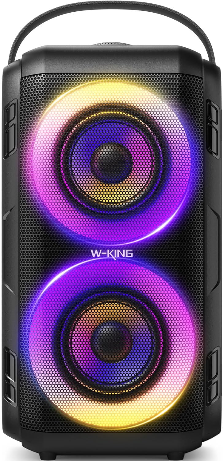 W-KING 80W Portable Party Boom Box Speaker with Lights & Bass