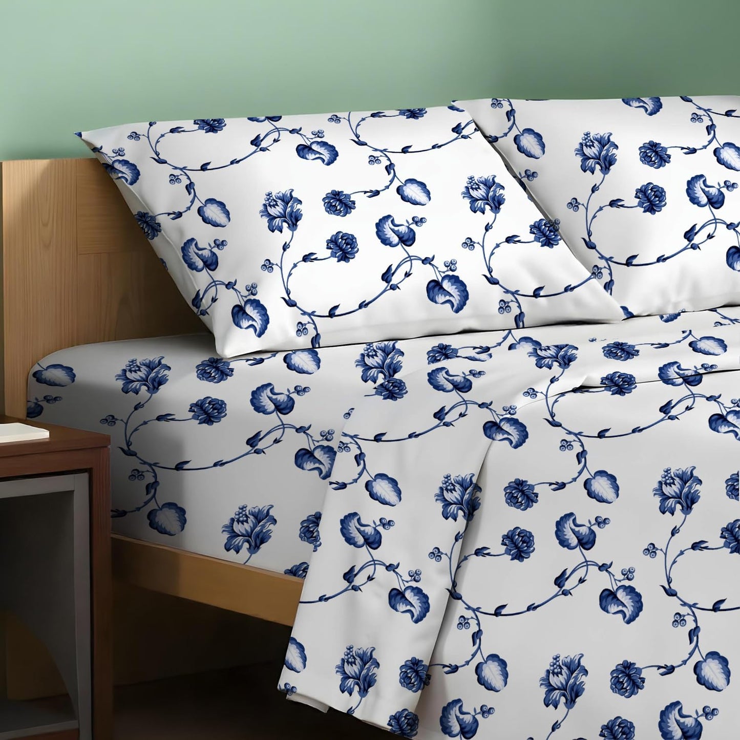 100% Organic Cotton Printed Sheets Full Size - 4 PC Set