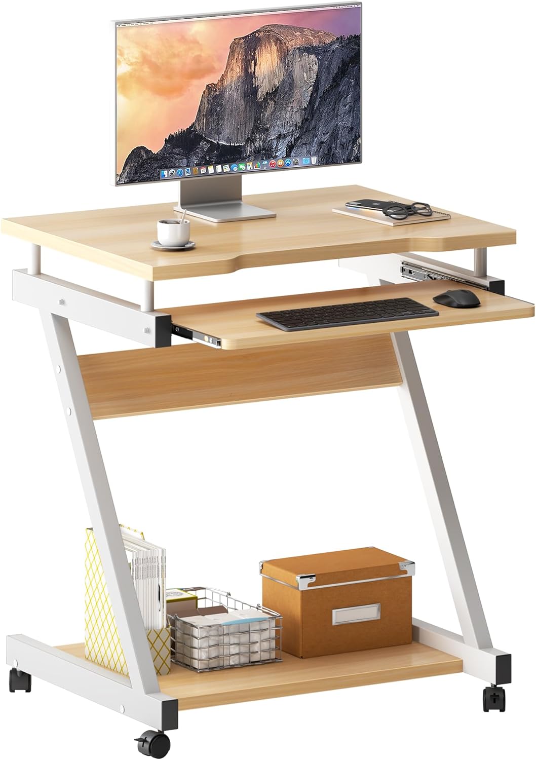 SogesHome 23.6in Mobile Laptop Desk with Lockable Wheels
