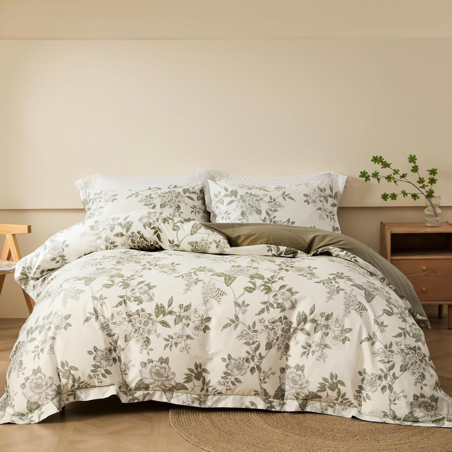 Floral Pattern Duvet Cover Set Queen Size Ultra Soft Cotton