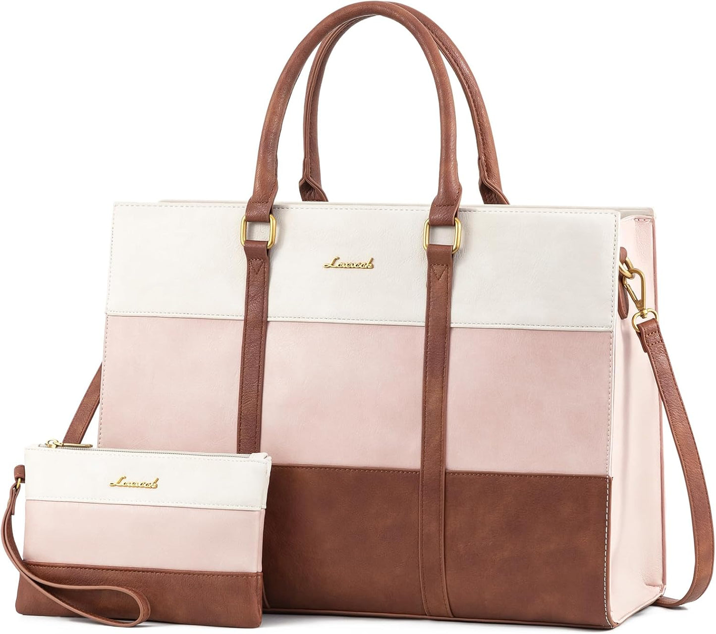 LOVEVOOK Laptop Bag for Women - Stylish Vintage Leather Tote