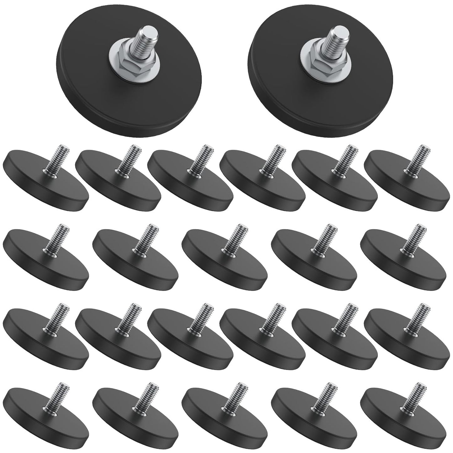 24 Pcs Rubber Coated Magnets for Strong Mounting and Holding