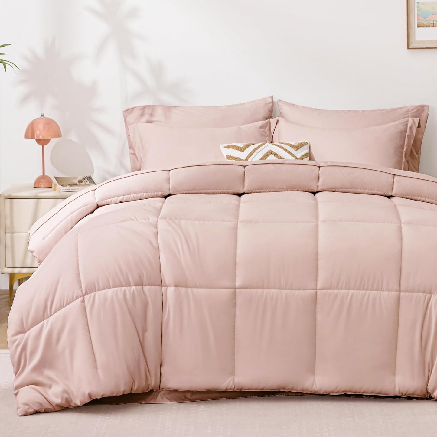 Twin XL Comforter Set Blush Pink - 5 Pieces Bedding Set