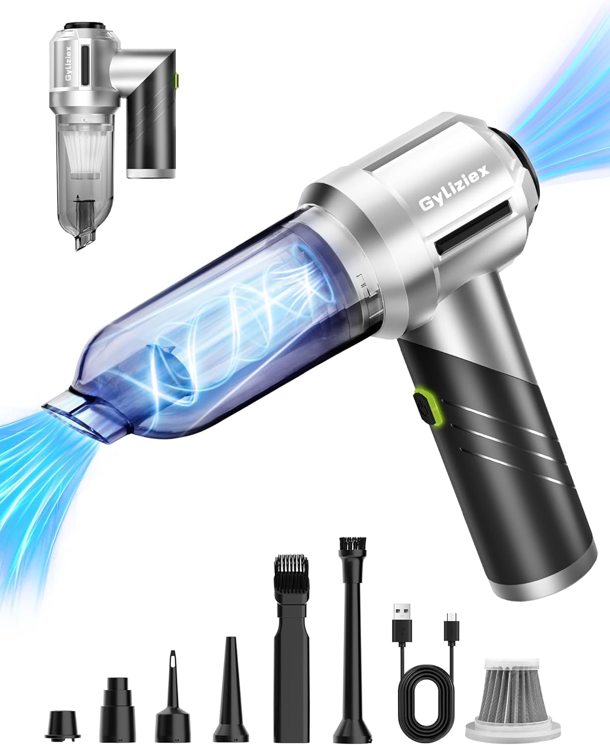 Powerful Cordless Car Vacuum - Gyliziex 4-in-1 Handheld