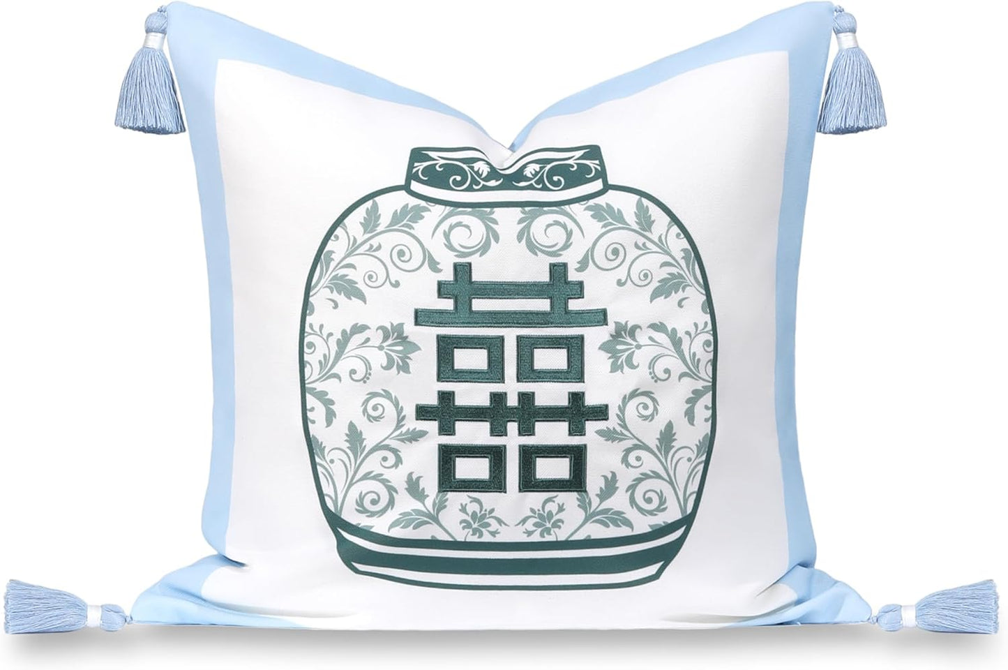 Premium Coastal Grandmillennial Throw Pillow Cover for Indoors