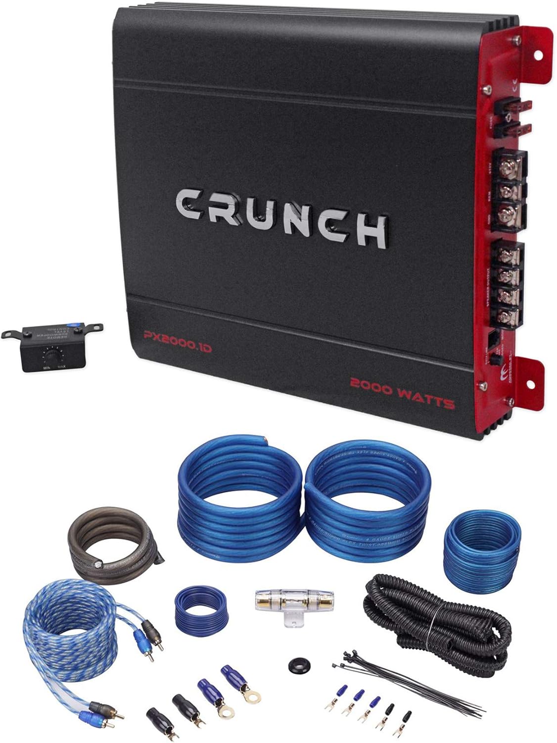 2000W Crunch Car Amp + Installation Kit