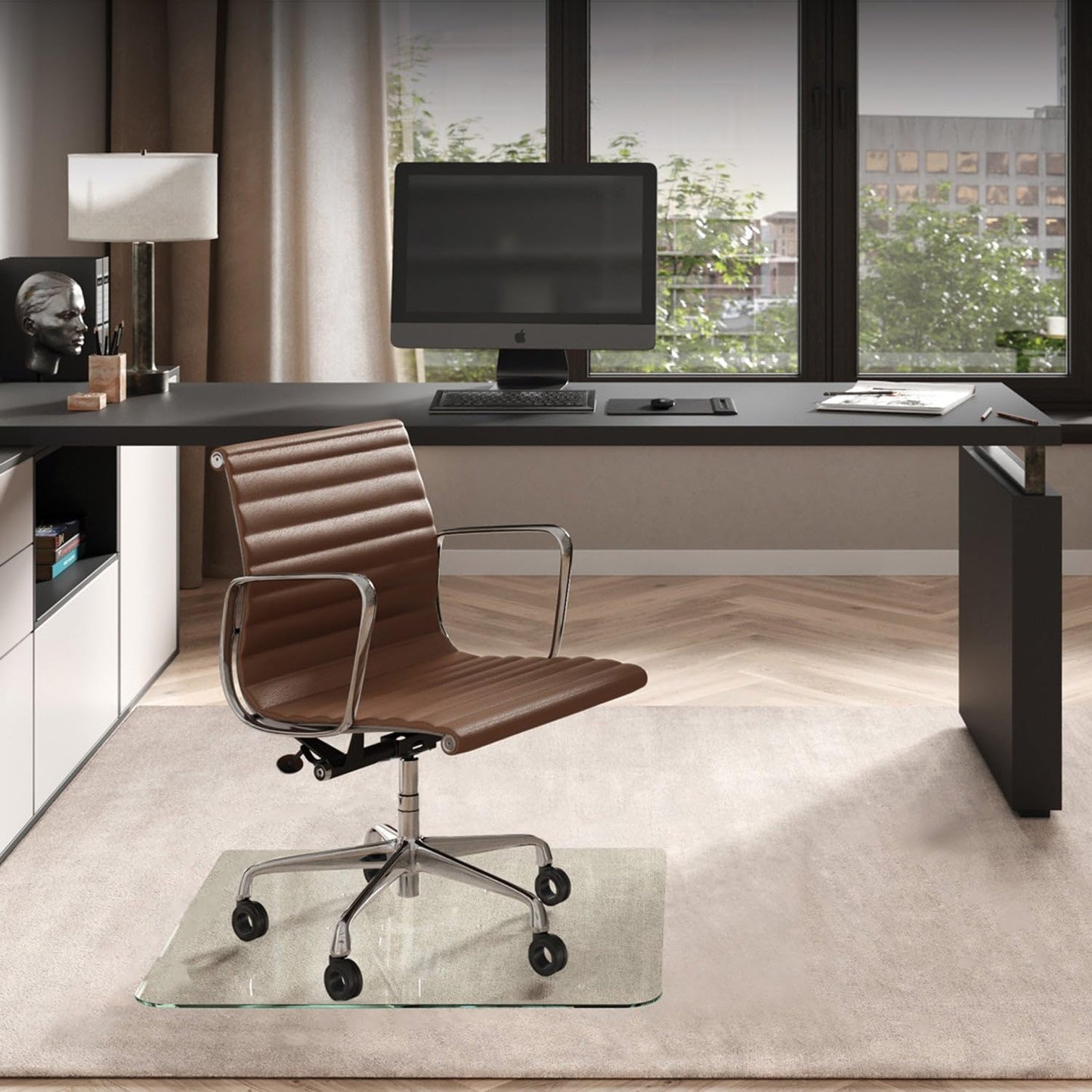 Vitrazza Glass Office Chair Mat for Carpet and Hardwood Floors