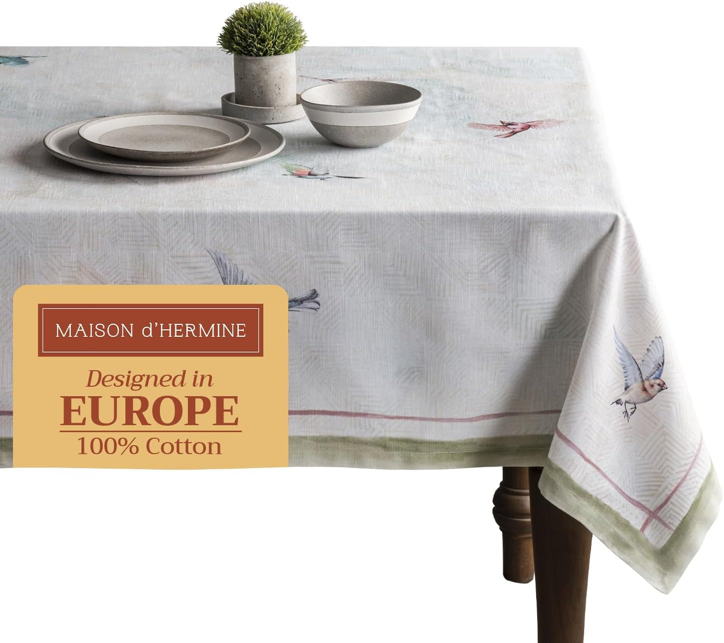 Maison d' Hermine Flying Birds Table Cloth for Elegant Dining