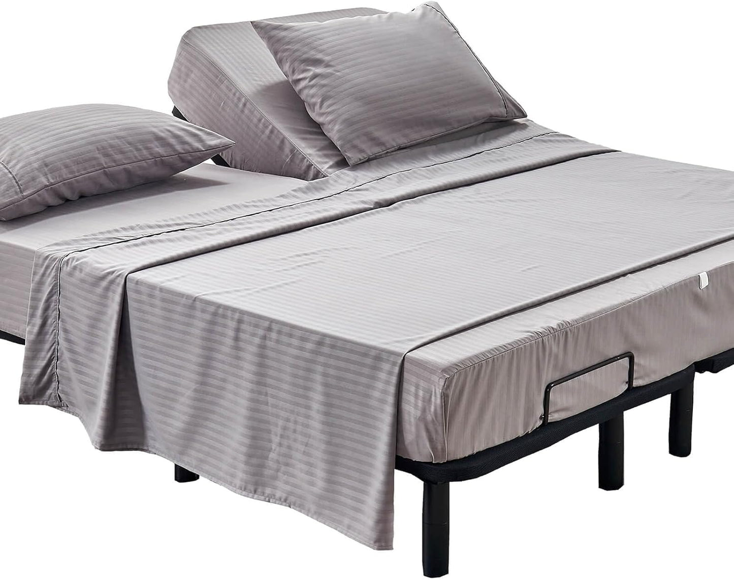 Kingnex Striped Split Top King Sheets Set for Adjustable Beds