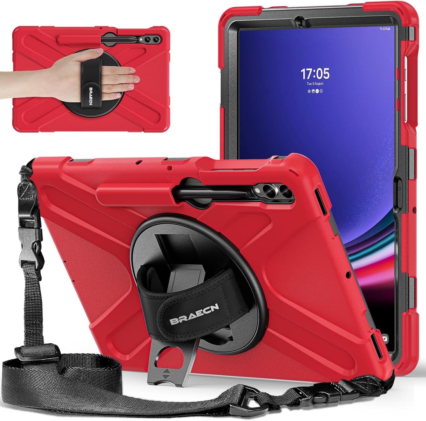 BRAECNstock Shockproof Case for Samsung Galaxy Tab 12.4 in Red