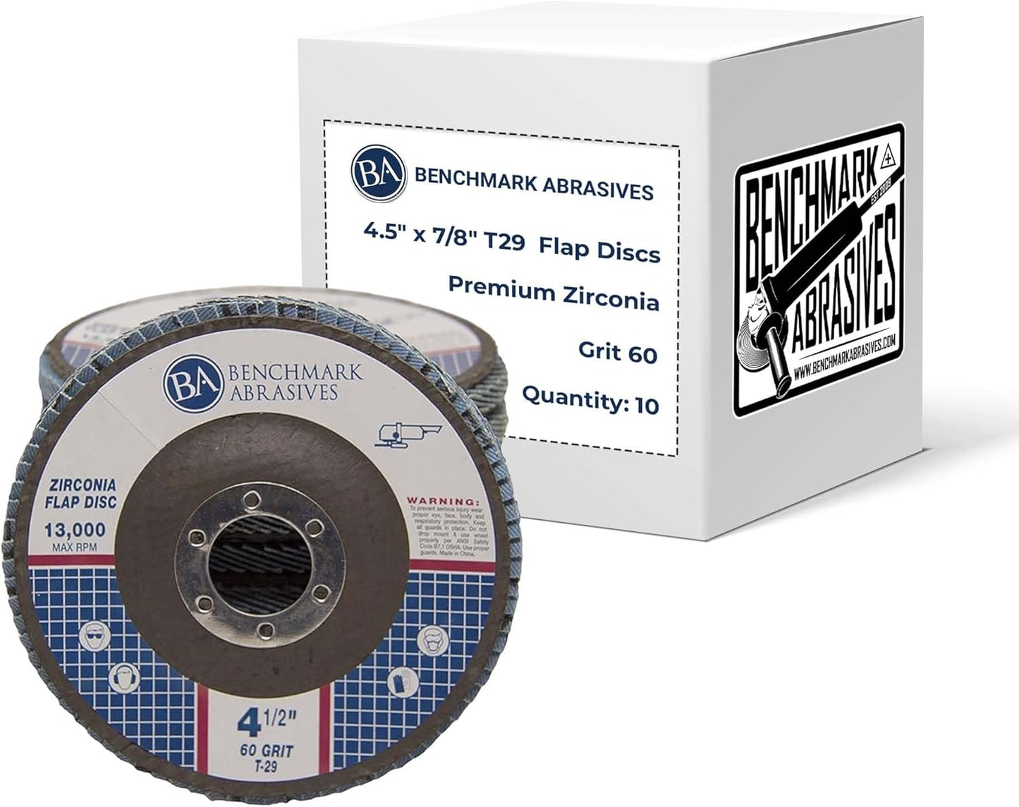 10 Pack 4.5 Premium Zirconia Flap Discs - 60 Grit