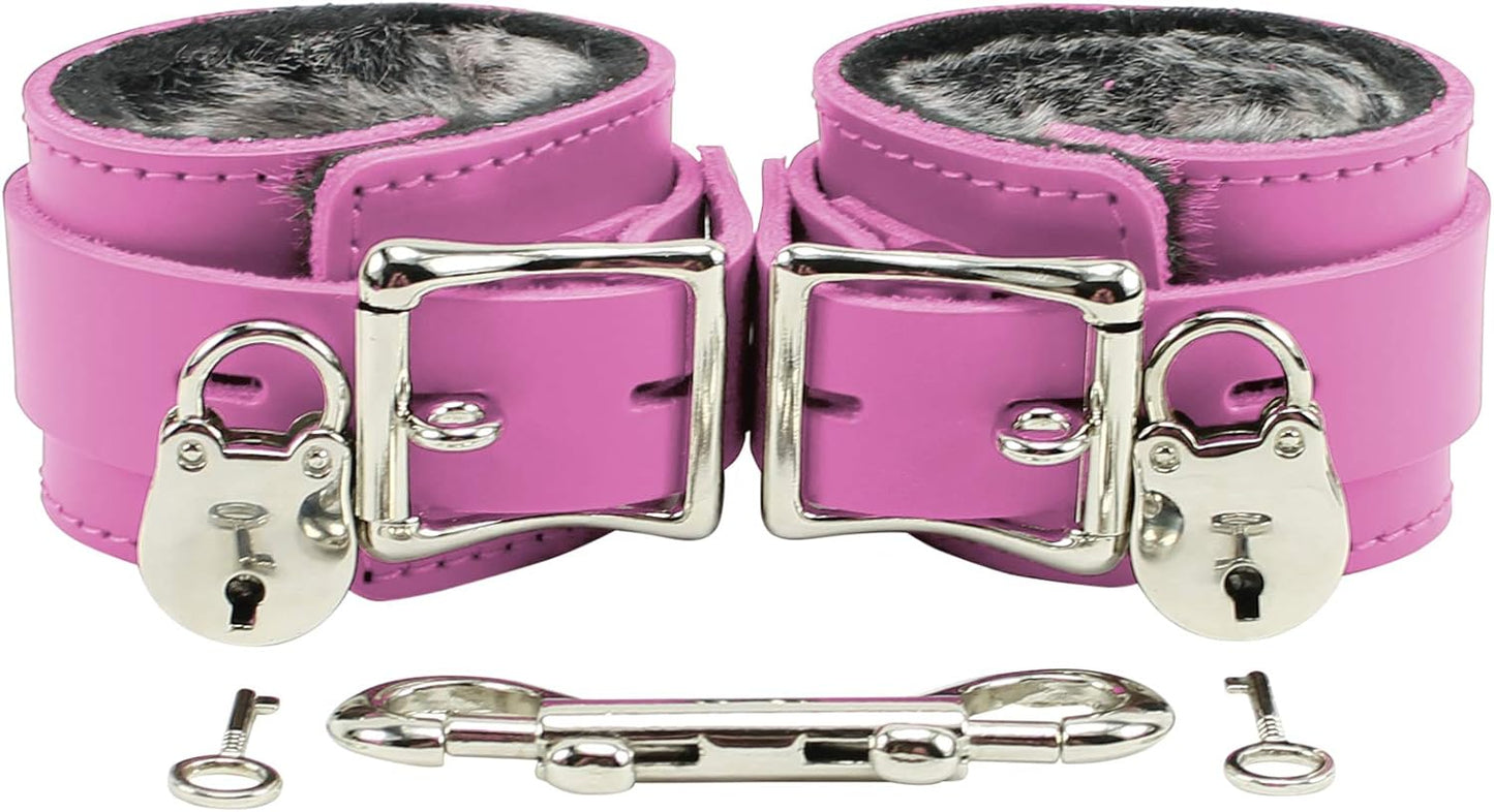 Atlas Wrist or Ankle Cuffs with Faux Chinchilla Fur Lining