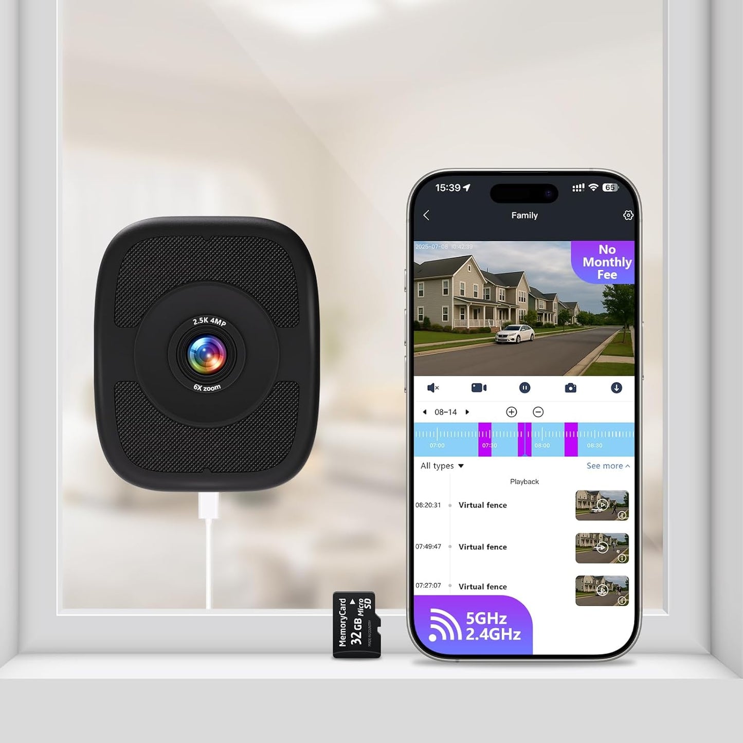 4MP 2.5K Window Camera with Color Night Vision and Easy Setup