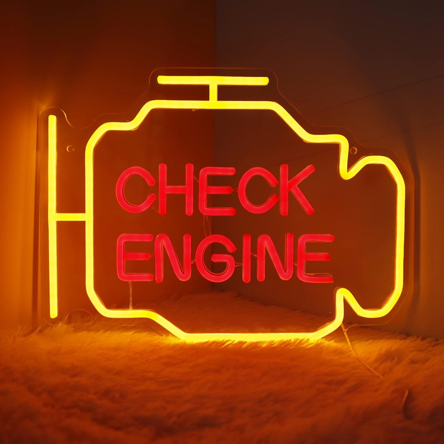Check Engine Neon Signs for Wall Decor and Garage Accessories