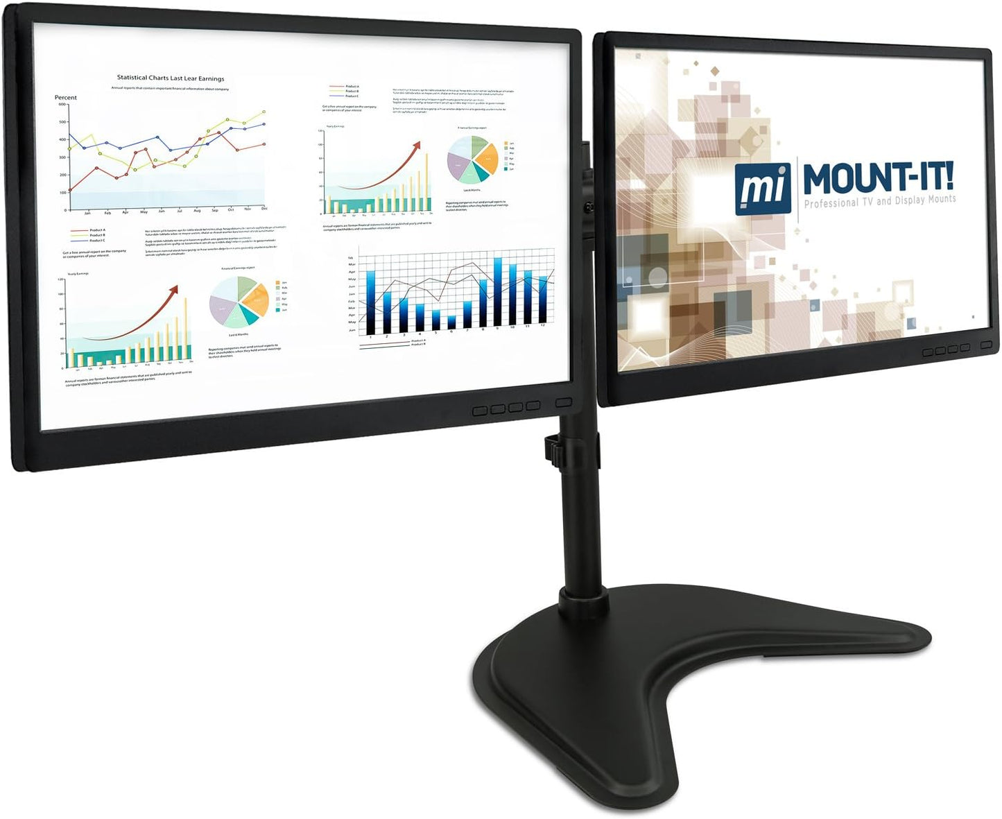 Mount-It! Free Standing Dual Monitor Stand for 19-27 Inch Screens