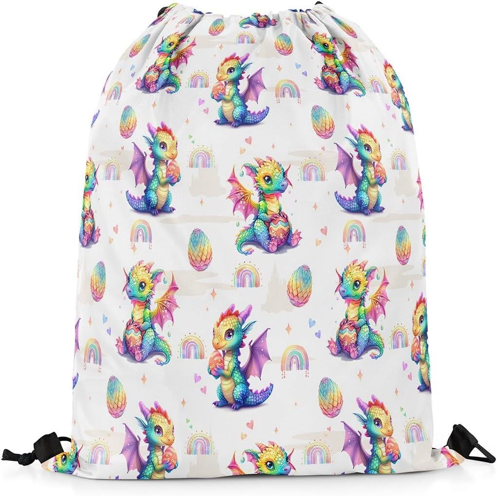 Dragon Egg Print Drawstring Backpack - Colorful & Waterproof!