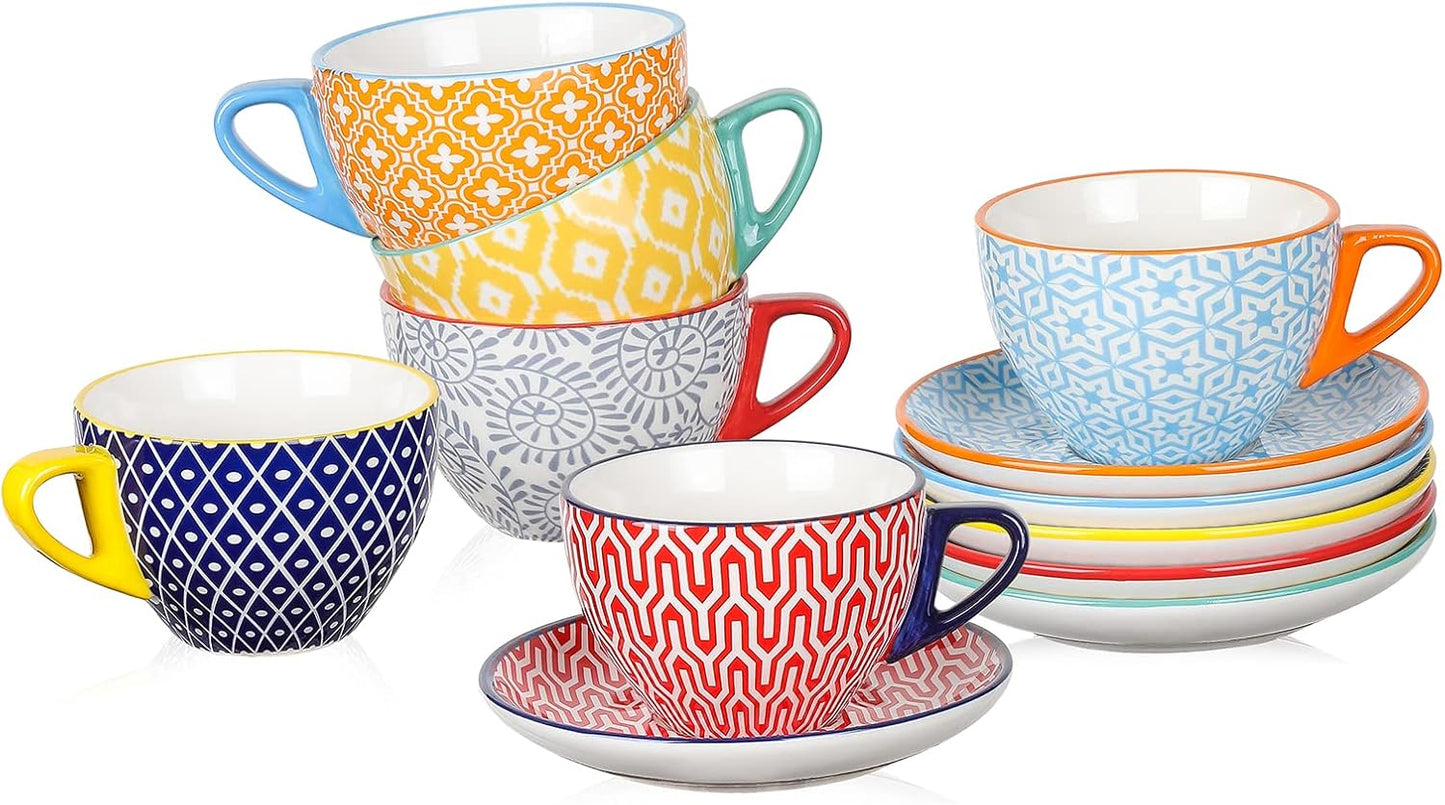 Selamica Ceramic Cappuccino Cup Set for Home and Parties