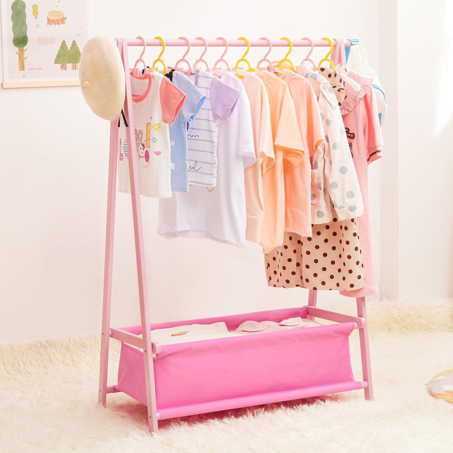 Kids Clothing Rack with Storage Box for Organized Playtime