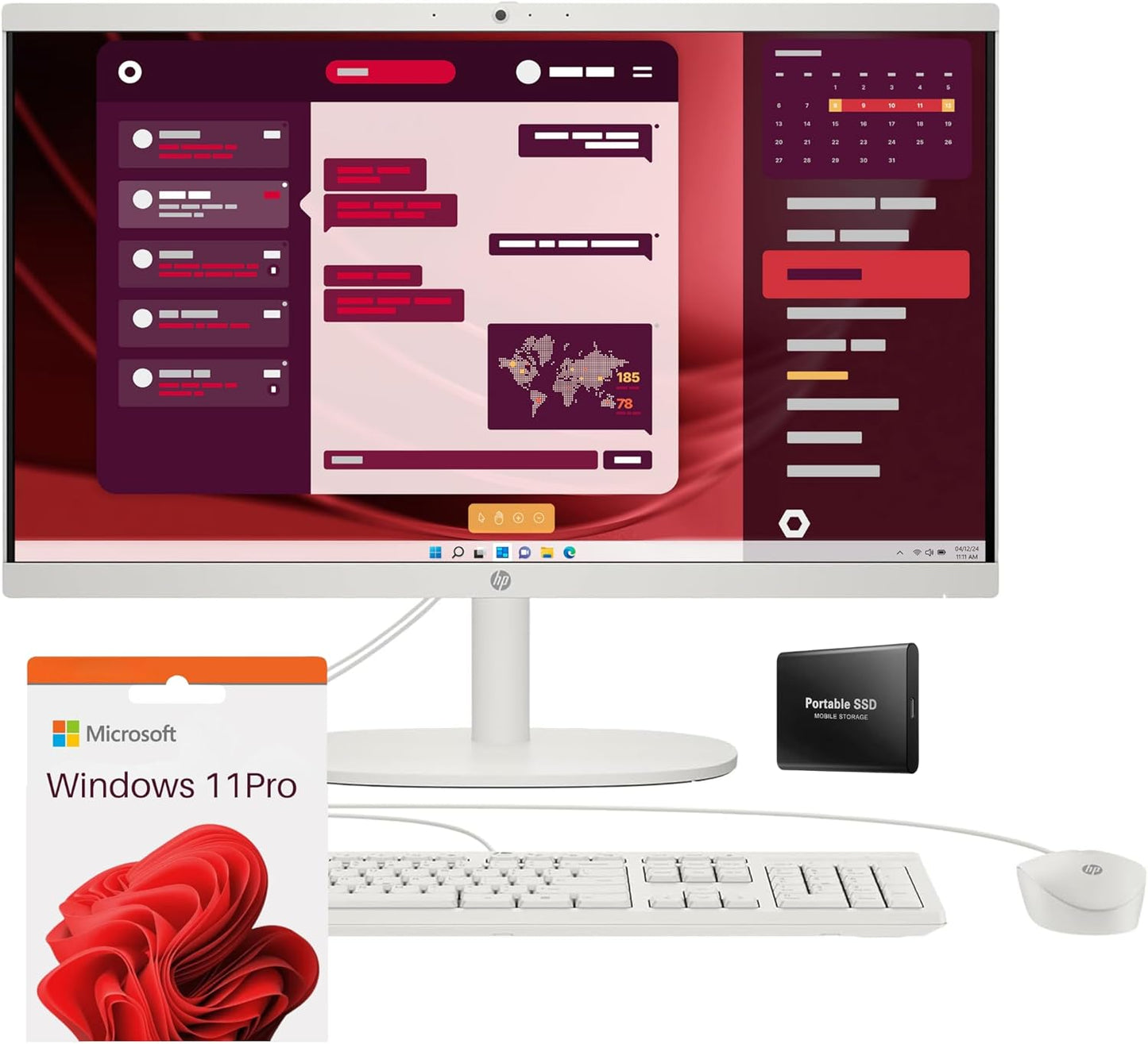 HP 2024 21.5 inch All-in-One Desktop PC with FHD Display
