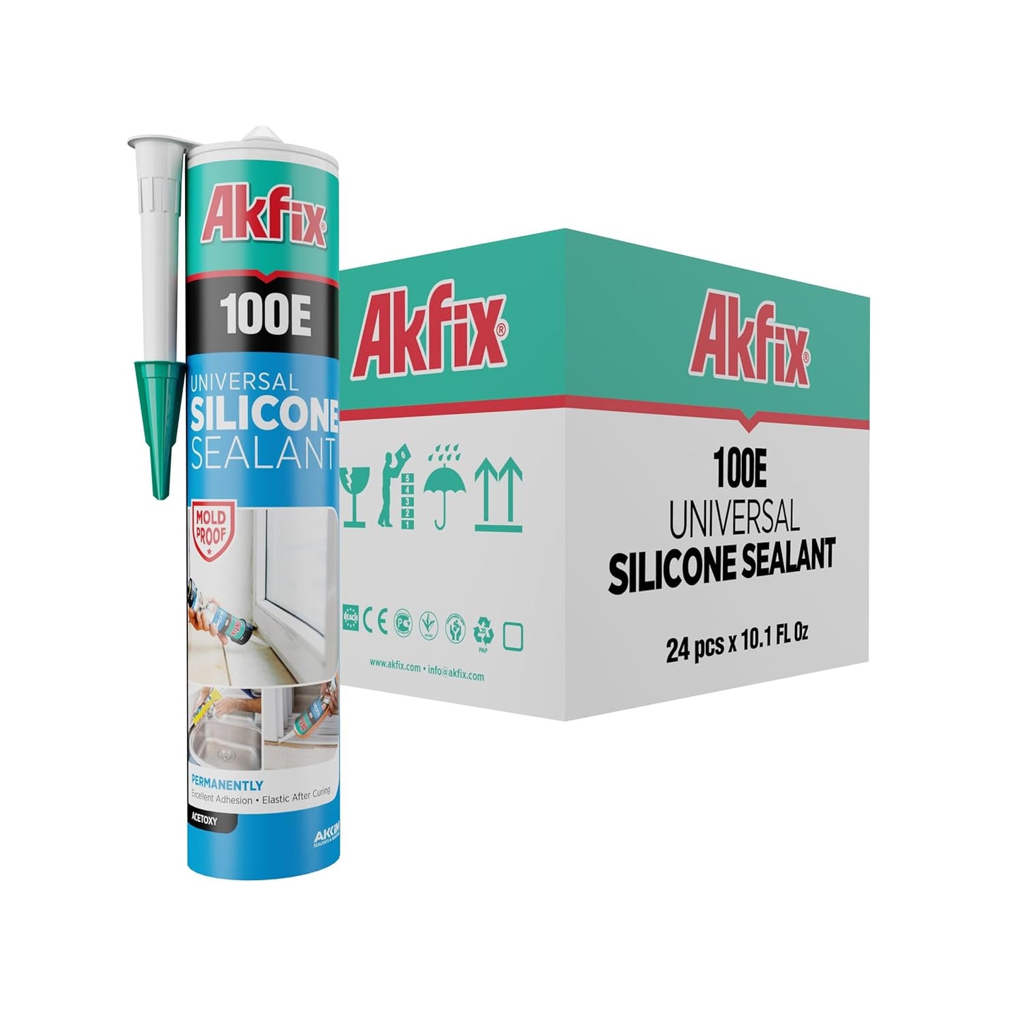 Akfix 100E RTV Silicone Caulk Clear for Kitchen and Bathroom