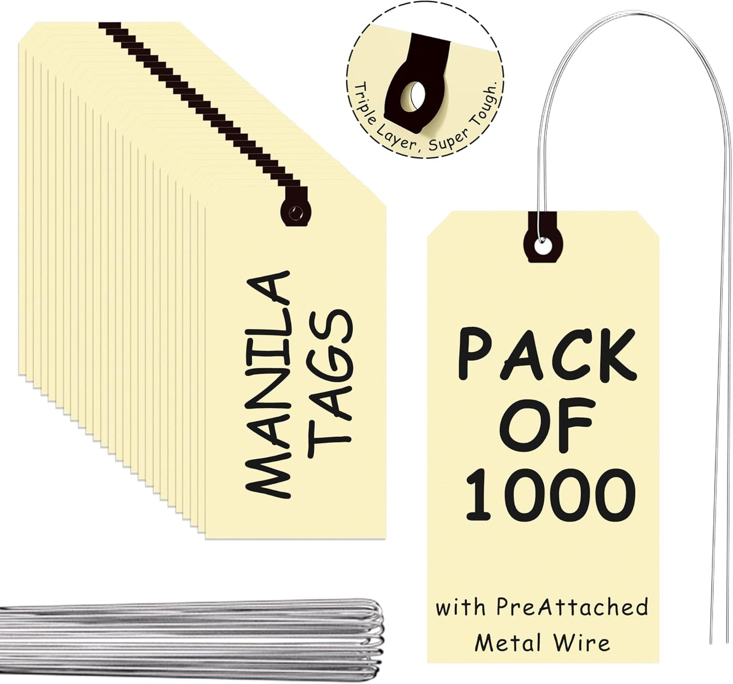 INNOVART Shipping Tags - Durable Manila Wire Tags for Crafts