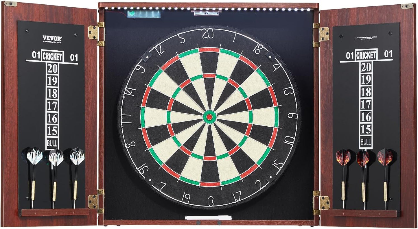 VEVOR Dart Board Cabinet Set with LED Light for Cricket Games