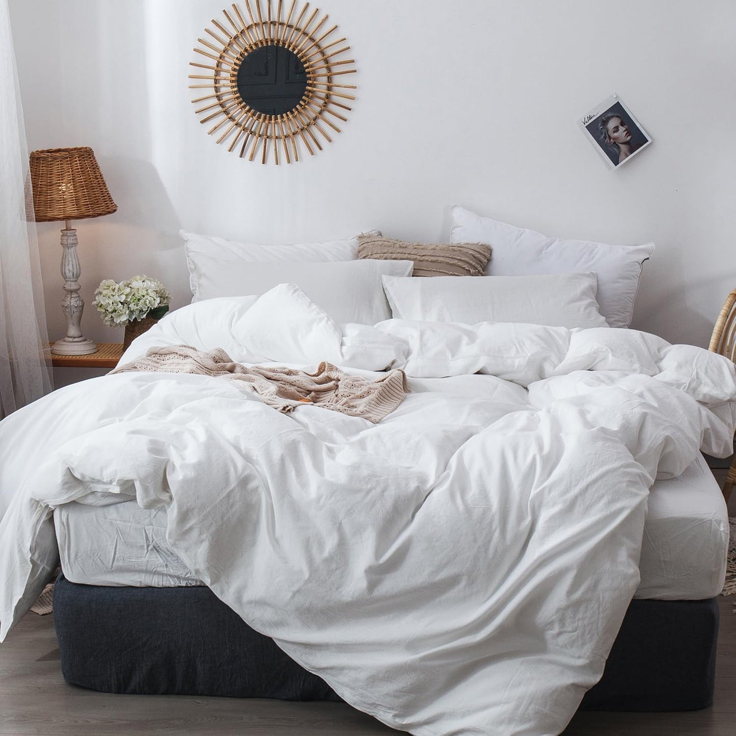 MooMee Bedding Duvet Cover Set in Soft Off White for Comfort