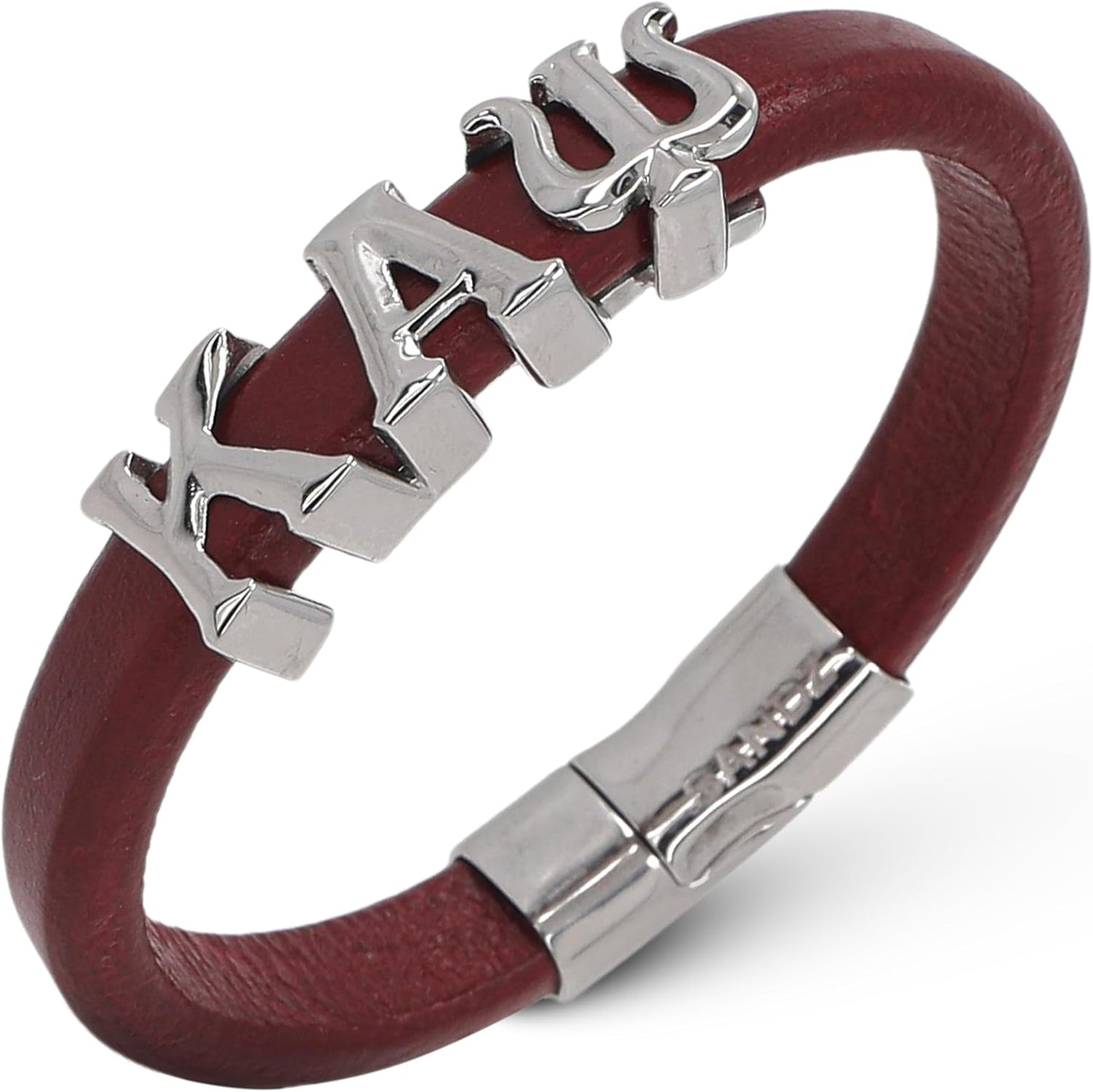 Kappa Alpha Psi Leather and Stainless Steel Bracelet for Men