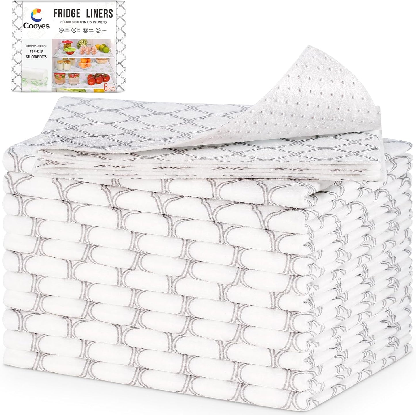 Cooyes Refrigerator Shelf Liners for French Door Fridge 17.7in
