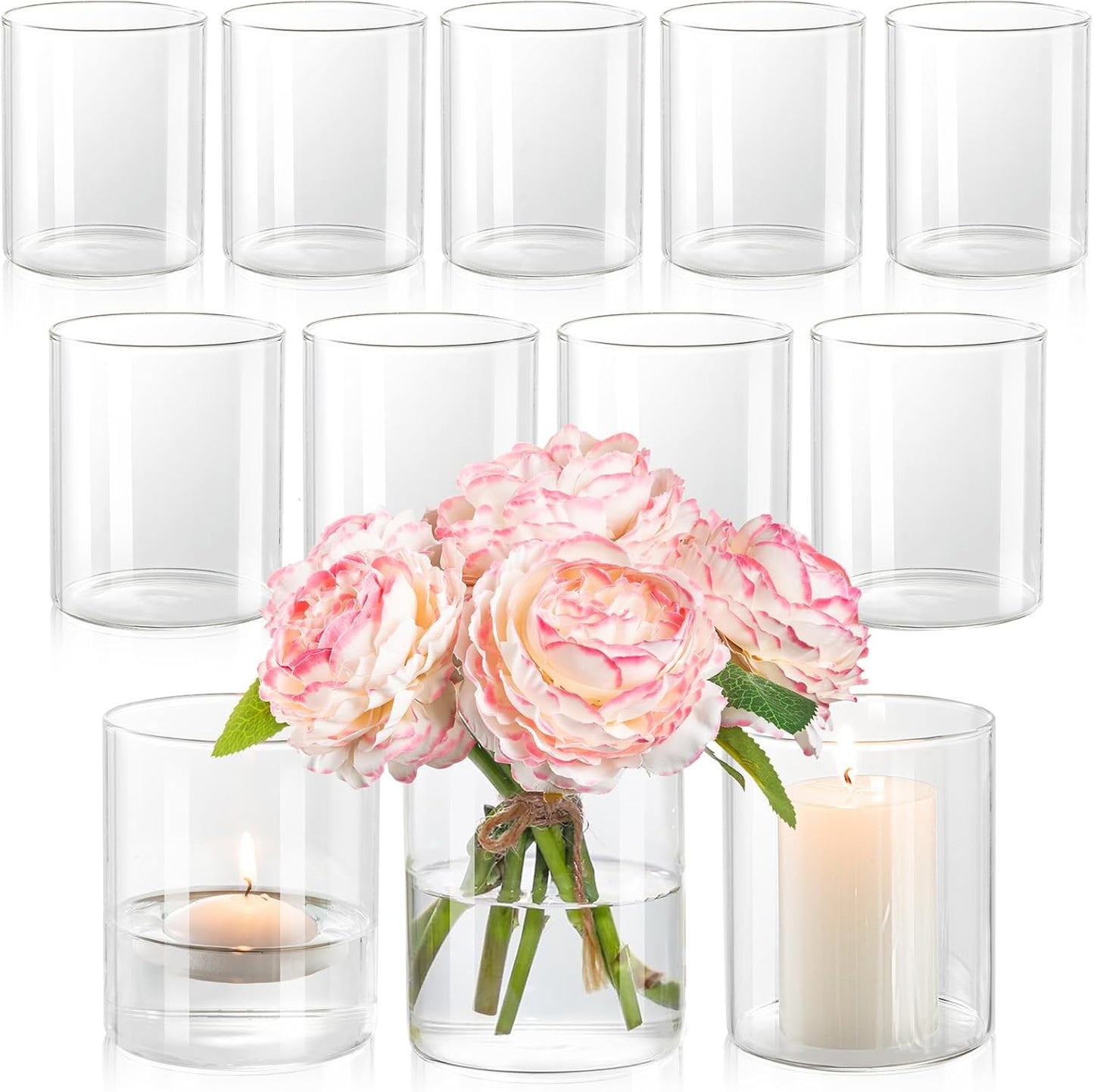 12pcs 4 Inch Glass Cylinder Vases for Stunning Centerpieces