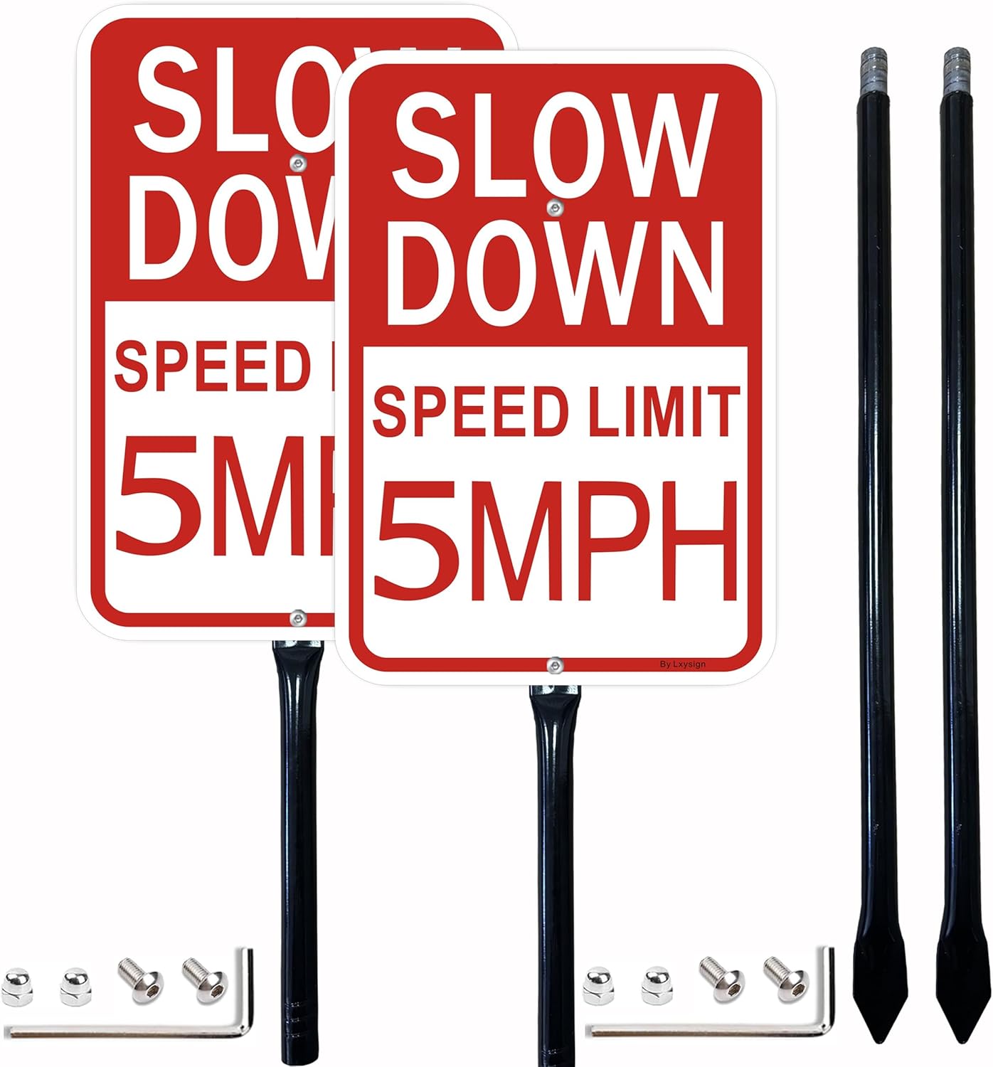 2 Pack Slow Down Sign with Reflective Aluminum for Safety