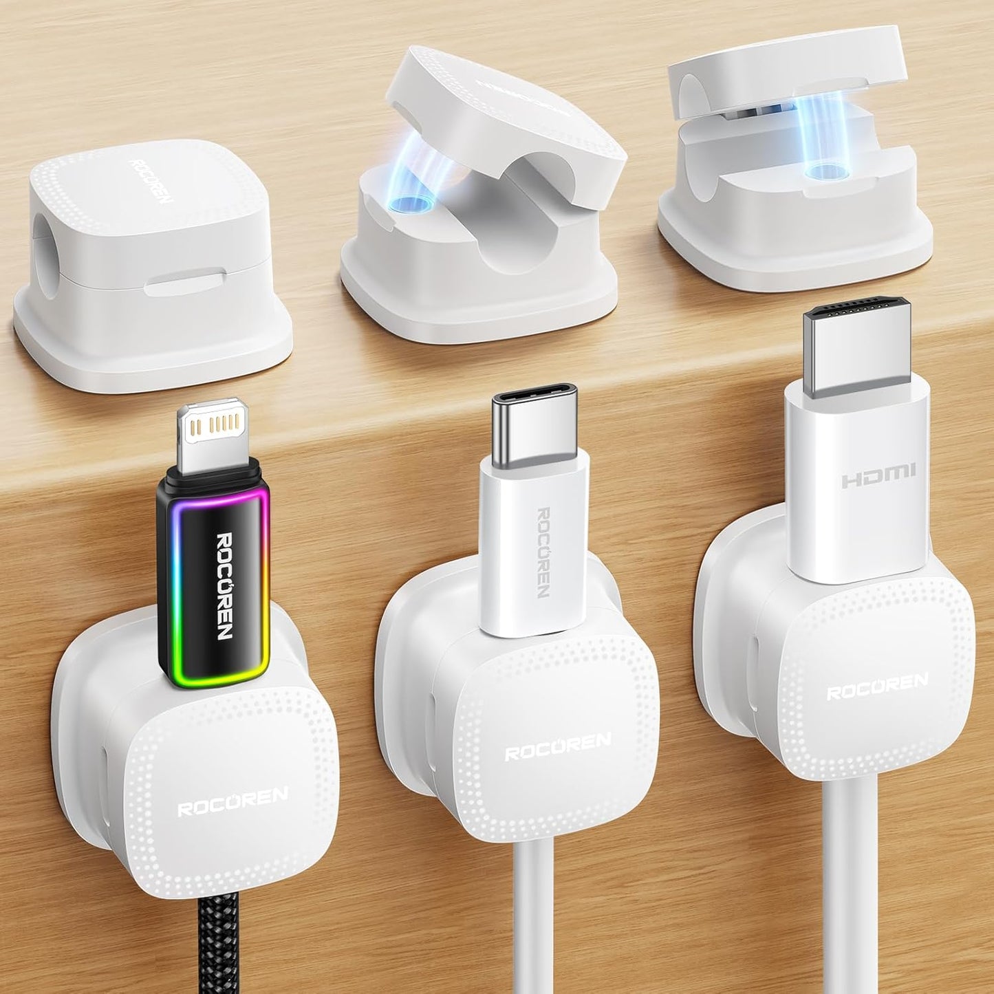 Rocoren Magnetic Cable Clips - Keep Cables Tangle-Free!